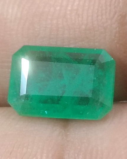 2.87ct GSI Certified Medium Green Zambian Emerald Minor Oiled Loose Gemstone