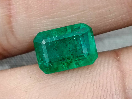 Zambian Emerald 3.20ct Certified Natural Deep Green Octagon Cut Loose Gemstone