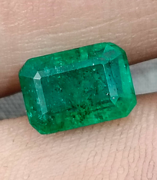 Zambian Emerald 3.20ct Certified Natural Deep Green Octagon Cut Loose Gemstone