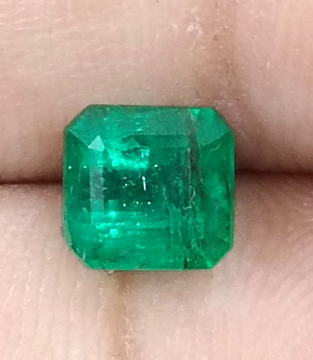 Zambian Emerald 1.61ct Natural Certified Medium Green Octagon Cut Loose Gemstone