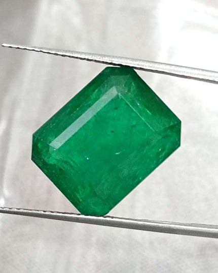 11.92ct Vivid Deep Green Swat Emerald Minor Oiled Loose Gemstone