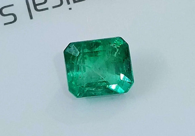 GSI Certified 1.06ct Medium Intense Green Zambian Emerald Minor Oiled Loose Gemstone