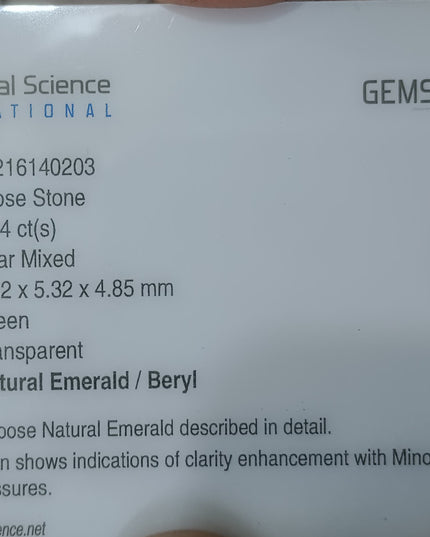 GSI Certified 1.04ct Medium Bluish Green Natural Zambian Emerald Minor Oiled Loose Gemstone