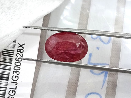 3.72ct Unheated Mozambique Ruby Natural SGL Certified Rasberry Red Oval Cut Loose Gemstone