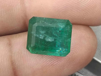 8.36ct Natural Emerald Ring Set with 0.38ct Diamonds(CVD) 925 Silver Gold Plated
