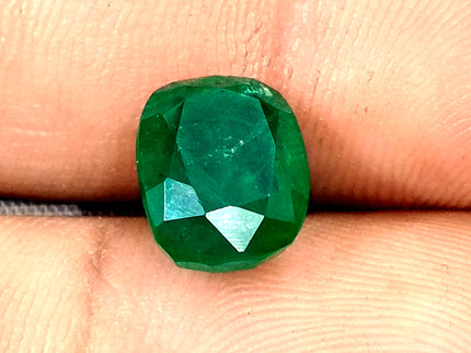 Dark Green 4.42ct Zambian Emerald, Certified Natural Cushion Cut Loose Gemstone