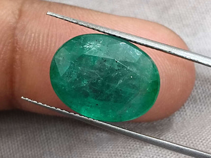 Zambian Emerald 10.21ct Certified Grass Green Natural Oval Cut Loose Stone