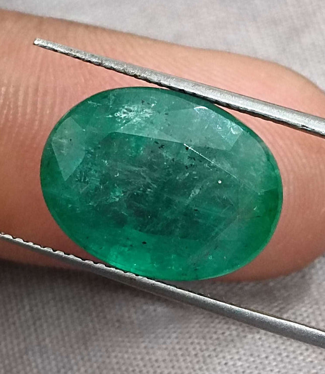 Zambian Emerald 10.21ct Certified Grass Green Natural Oval Cut Loose Stone