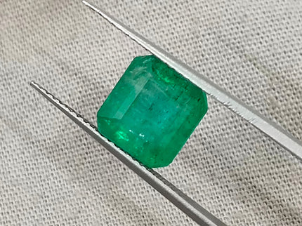 2.97ct Zambian Emerald, Certified Natural Medium Spring Green Octagon Cut Gemstone