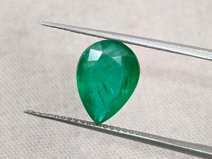 Zambian Emerald 2.55ct Natural Deep Velvet Green Certified Pear Cut Loose Gemstone