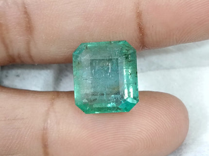 10.10ct Natural Emerald AGRL Certified Pastel Green Octagon Cut Loose Gemstone