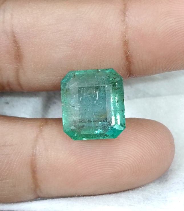 10.10ct Natural Emerald AGRL Certified Pastel Green Octagon Cut Loose Gemstone