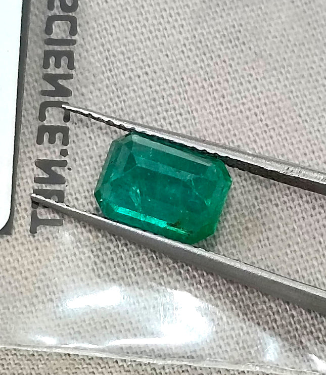 Zambian Emerald 1.70ct Certified Natural Deep Green Octagon Cut Gemstone