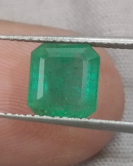 2.24ct GSI Certified Emerald Cut Zambian Emerald Minor Oiled Loose Gemstone