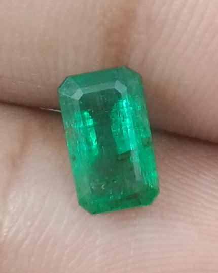 GSI Certified 1.68ct Deep Golden Green Natural Panjshir Emerald Minor Oiled Loose Gemstone
