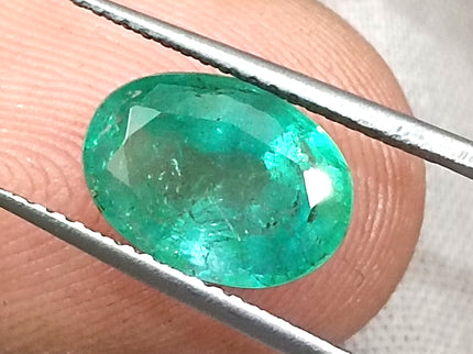 Natural Zambian Emerald 2.58ct Certified Sea Green Oval Cut Loose Gemstone