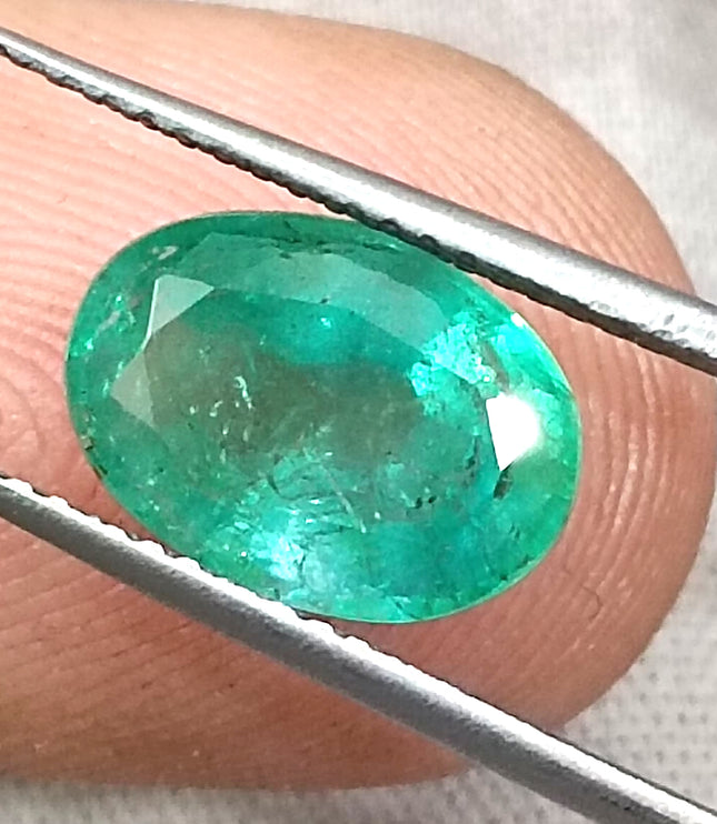 Natural Zambian Emerald 2.58ct Certified Sea Green Oval Cut Loose Gemstone