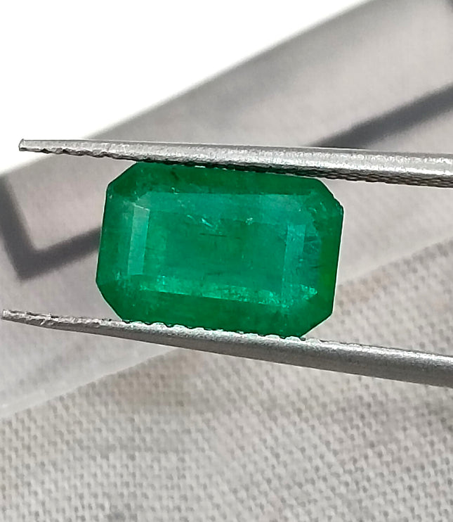 Deep Green Zambian Emerald 2.24ct Octagon Cut Certified Natural Loose Gemstone