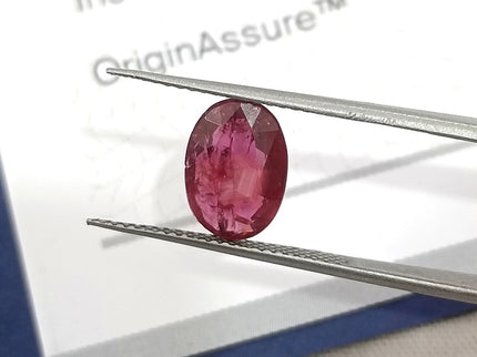 2.16ct Untreated Mozambique Natural Ruby SGL Certified Rasberry Red Oval Gemstone