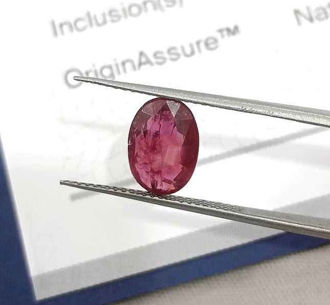 2.16ct Untreated Mozambique Natural Ruby SGL Certified Rasberry Red Oval Gemstone