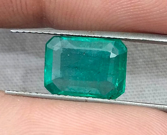 GSI Certified 3.14ct Zambian Emerald, 100% Natural Gemstone - SMSGEMS 