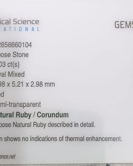 GSI Certified 1.03ct Mozambique Ruby, Natural Untreated Ruby