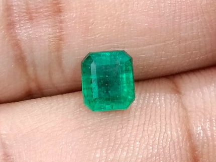 1.59ct Zambian Emerald, Certified Natural Deep Pure Green Octagon Cut Gemstone