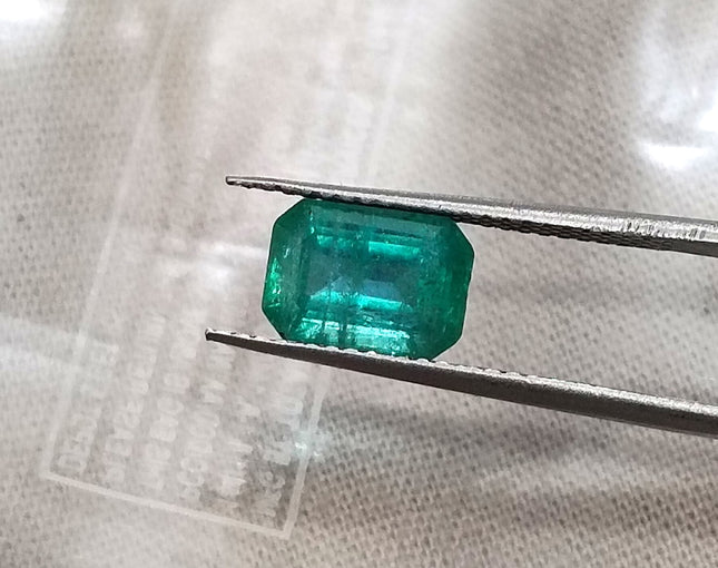 Natural Zambian Emerald 1.40ct SGL Certified Medium Bluish Green Octagon Cut Minor Oil Loose Gemstone