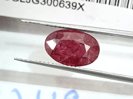 2.84ct Mozambique Ruby Untreated Natural SGL Certified Rasberry Red Stone