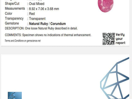 2.22ct Burmese Ruby, Certified Natural Untreated Loose Gemstone