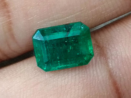 Deep Green 3.31ct Zambian Emerald, Certified Natural Octagon Cut Loose Gemstone