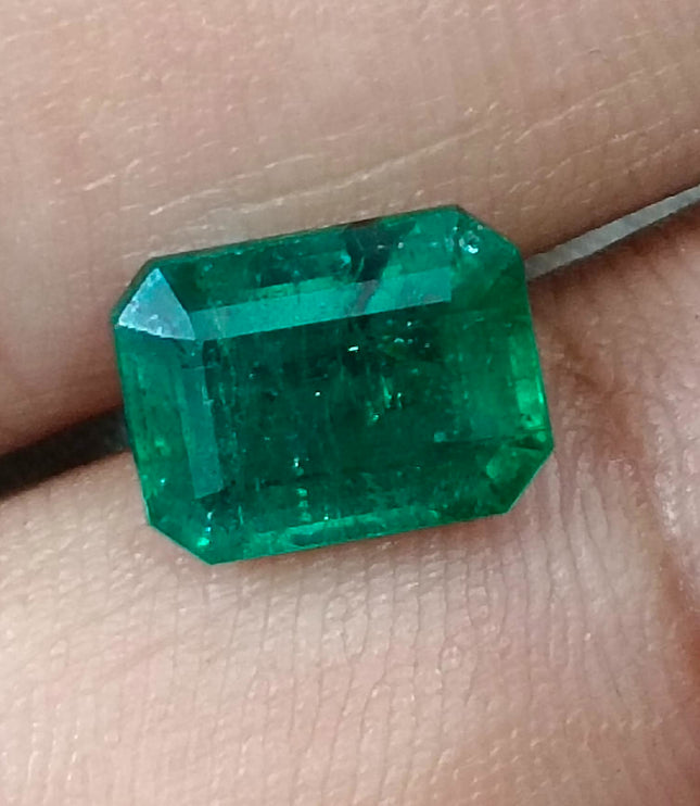 Deep Green 3.31ct Zambian Emerald, Certified Natural Octagon Cut Loose Gemstone