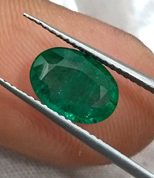 GSI Certified 1.67ct Deep Glass Green Zambian Emerald