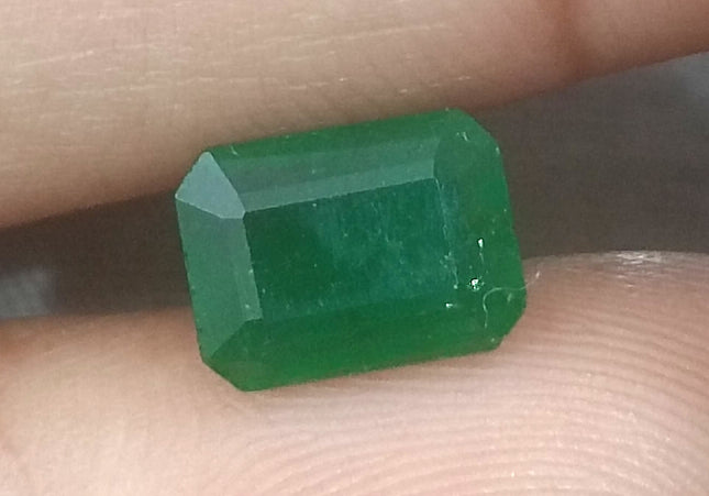 GSI USA Certified 1.68ct Deep Pure Green Natural Zambian Emerald Earth Mined Loose Gemstone