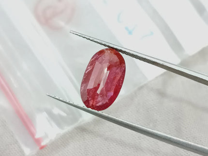 2.95ct Unheated Natural Mozambique Blood Red SGL Certified Ovsl Cut Gemstone