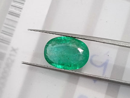 2.56ct Natural Emerald SGL Certified Rich Medium Spring Green Oval Cut Gemstone