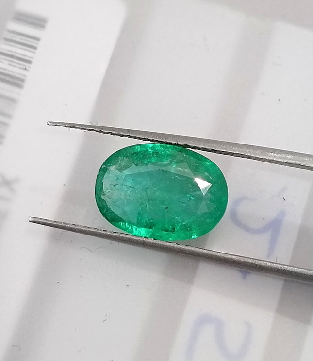 2.56ct Natural Emerald SGL Certified Rich Medium Spring Green Oval Cut Gemstone