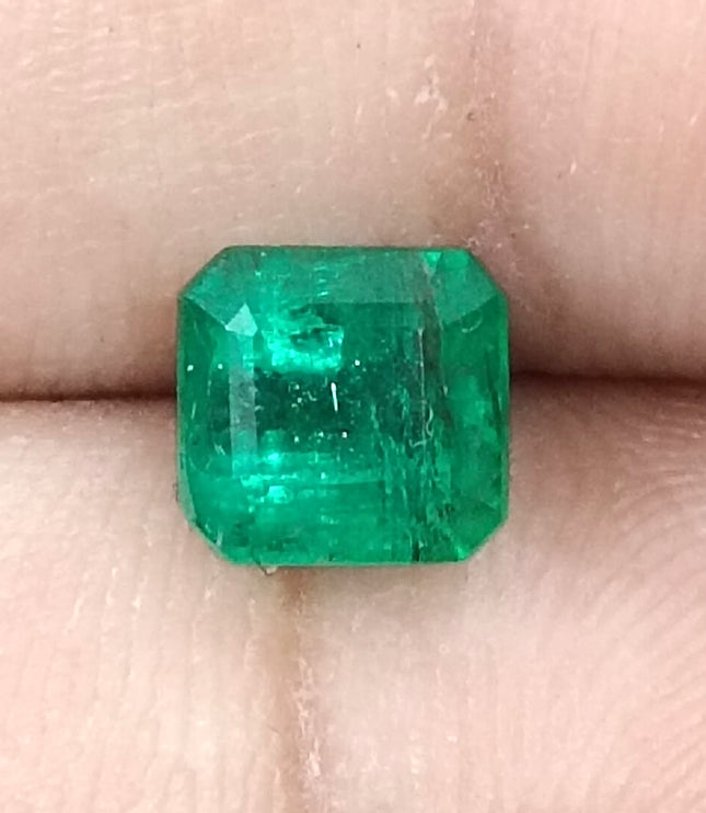 Zambian Emerald 1.61ct Natural Certified Medium Green Octagon Cut Loose Gemstone