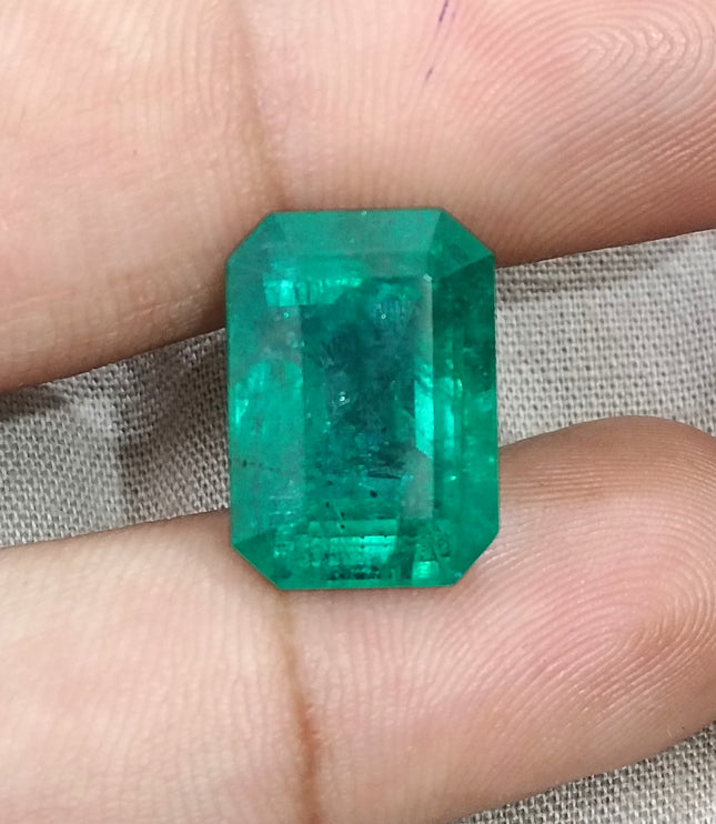 Natural Emerald 13.86ct Zambia Deep Green Octagon Cut Gemstone