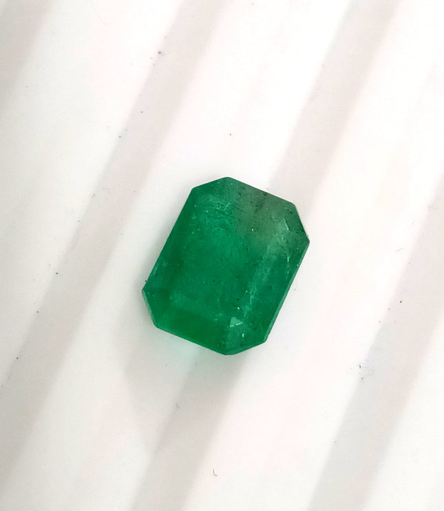 2.37ct Natural Emerald Zambia Deep Pure Green Octagon Vut Gemstone