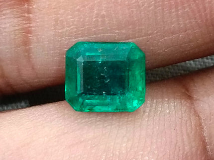 2.08ct Zambian Emerald, Certified Natural Medium Deep Green Octagon Cut Gemstone