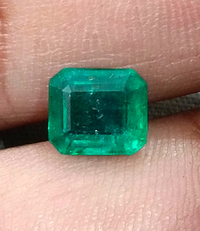 2.08ct Zambian Emerald, Certified Natural Medium Deep Green Octagon Cut Gemstone