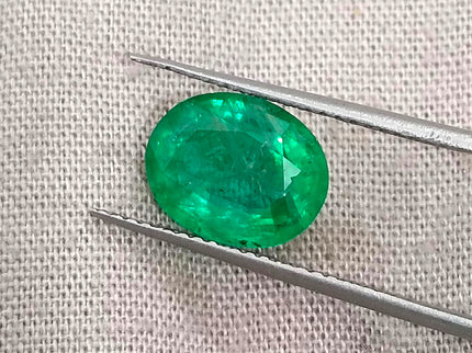 Zambian Emerald 2.40ct Neon Green Natural Certified Oval Cut Loose Gemstone