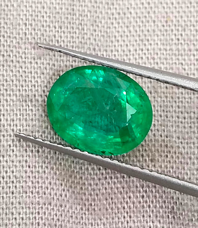 Zambian Emerald 2.40ct Neon Green Natural Certified Oval Cut Loose Gemstone