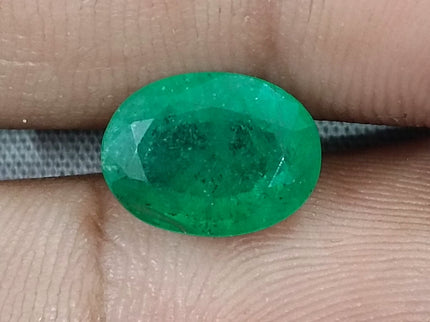 Grass Green Zambian Emerald 3.00ct Natural Certified Oval Cut Loose Gemstone