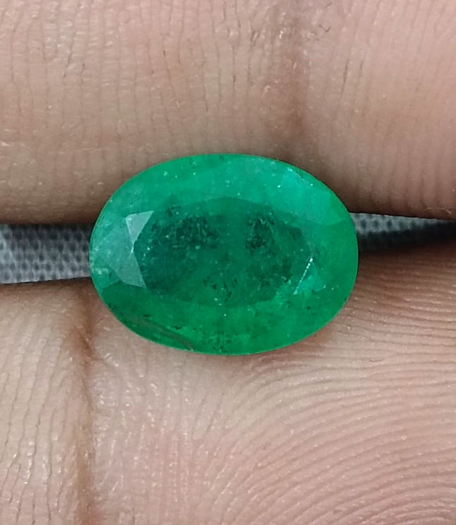 Grass Green Zambian Emerald 3.00ct Natural Certified Oval Cut Loose Gemstone
