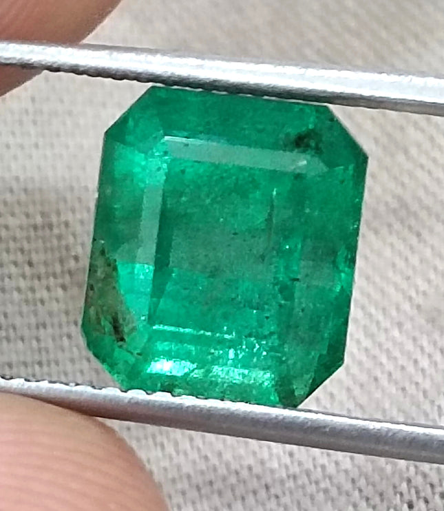 Zambian Emerald 4.77ct Natural Medium Deep Mystic Green Octagon Cut Loose Gemstone