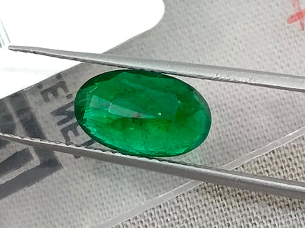2.46ct Natural Emerald Top Vivid Deep Green Zambian Oval Cut GSI Certified Gemstone