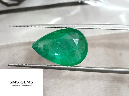 3.25ct Zambian Emerald, Certified Natural Velvet Green Pear Cut Loose Stone