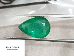 3.25ct Zambian Emerald, Certified Natural Velvet Green Pear Cut Loose Stone
